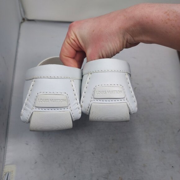 Louis Vuitton White LV Leather Driver Shoe - Picture 9 of 12